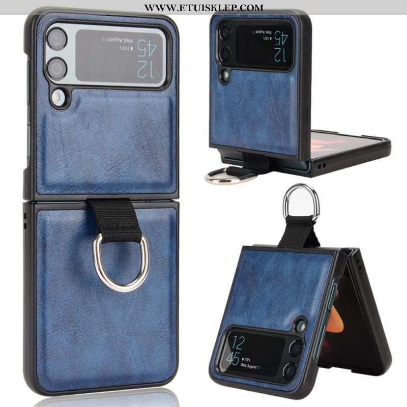 Etui do Samsung Galaxy Z Flip 4 Etui Folio Skórzany Styl Z Pierścionkiem